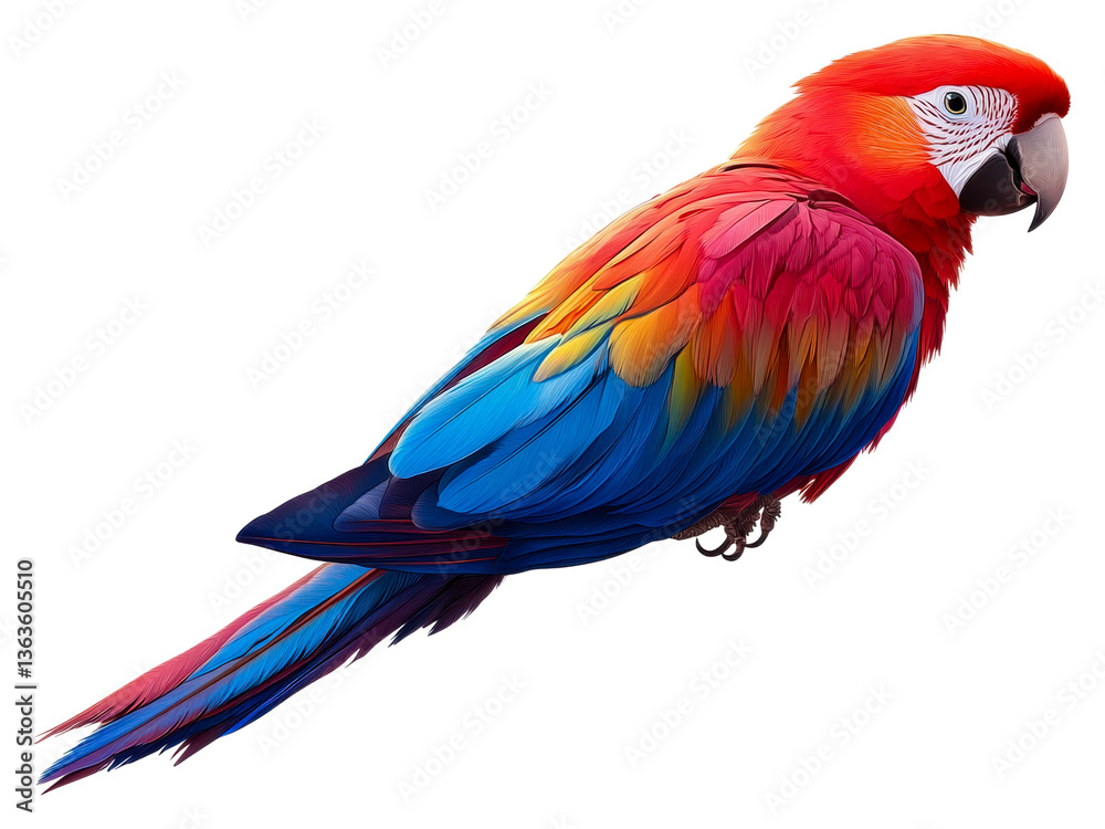 Fototapeta premium Colorful parrot displaying vibrant feathers in nature setting isolated on transparent background