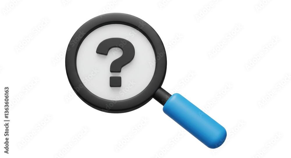 Isolated Magnifying Glass with Question Mark Symbol Isolated Magnifying Glass with Question Mark Symbol