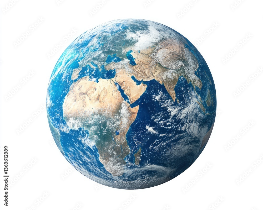 Earth View From Space Featuring Africa and Asia with Cloud Cover Earth View From Space Featuring Africa and Asia with Cloud Cover