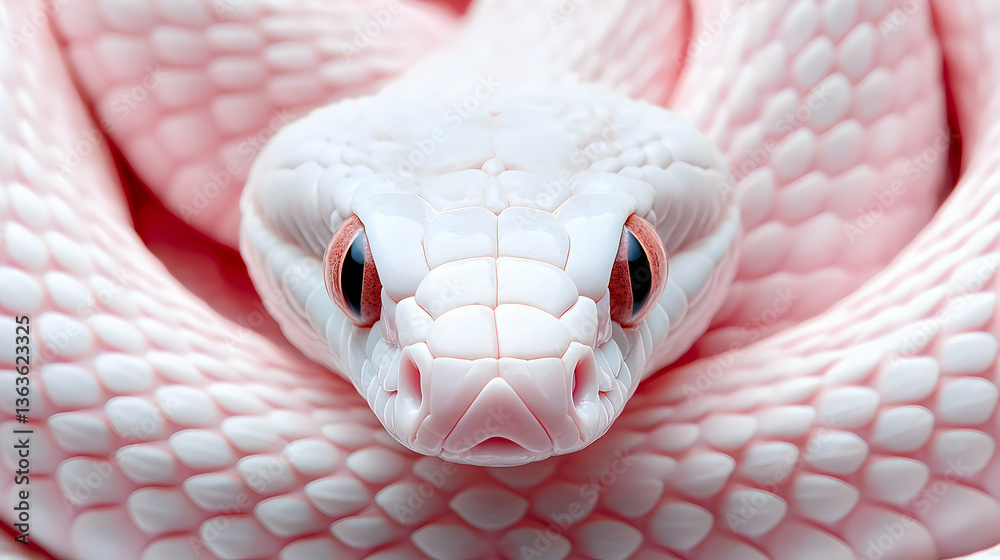 Fototapeta premium Pastel Pink Albino Snake Close Up