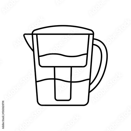 Water decanter icon. Black outline linear silhouette. Editable strokes. Front side view. Vector simple flat graphic illustration. Isolated object on white background. Isolate.