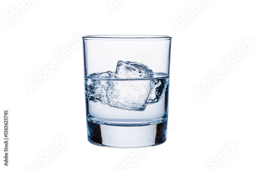 Obraz na płótnie Clear glass of ice water with ice cubes on black background, cut out w salonie