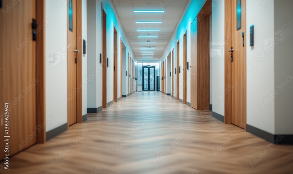 Long empty hallway interior perspective Long empty hallway interior perspective
