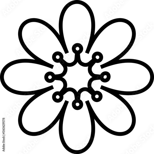 Floral silhouette outline minimalist hand drawn simple basic element