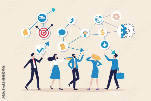 Internal communication, communicate within office, organization or company strategy, internal job, connection or community, work networking concept, business people colleague communicate to success.