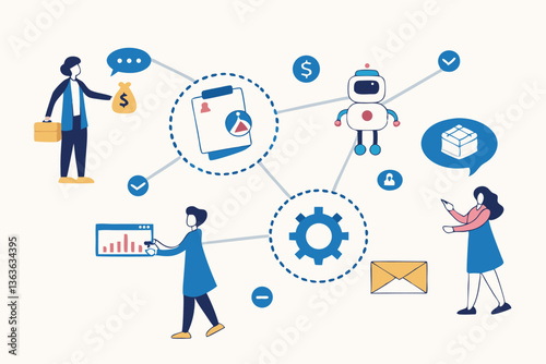 Internal communication, communicate within office, organization or company strategy, internal job, connection or community, work networking concept, business people colleague communicate to success.