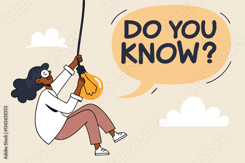 Did you know, fun fact, idea or advice message, useful knowledge or wisdom, expert information, explanation or solution, useful tips concept, woman talk on megaphone on did you know speech bubble.