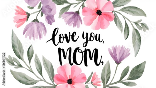 Floral love you mom illustration