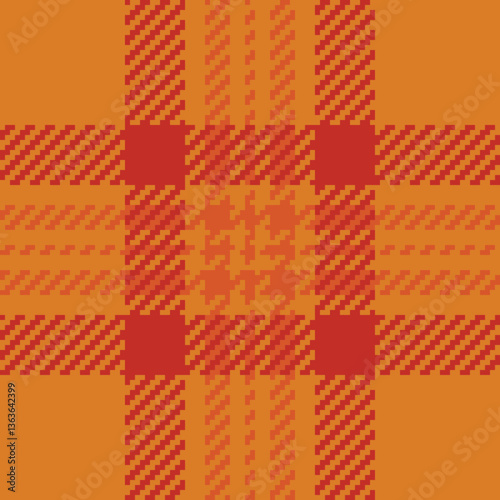 Vibrant orange and red plaid pattern.  Perfect for autumnal designs, textile prints, or website backgrounds.  This bold, geometric texture evokes warmth and energy.