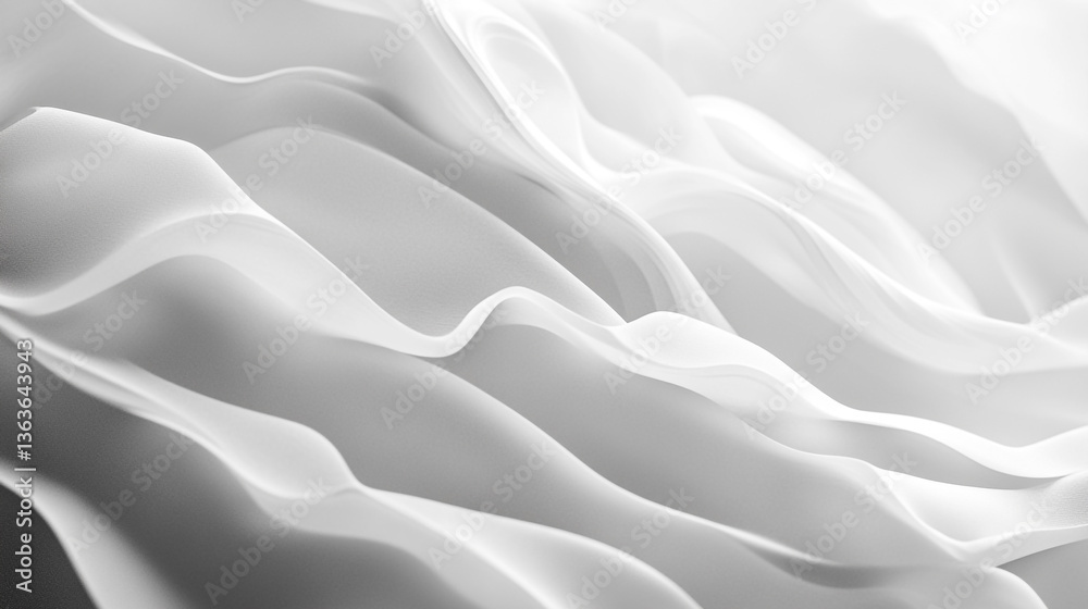 Naklejka premium Abstract white and gray flowing fabric waves creating a smooth and elegant background texture design