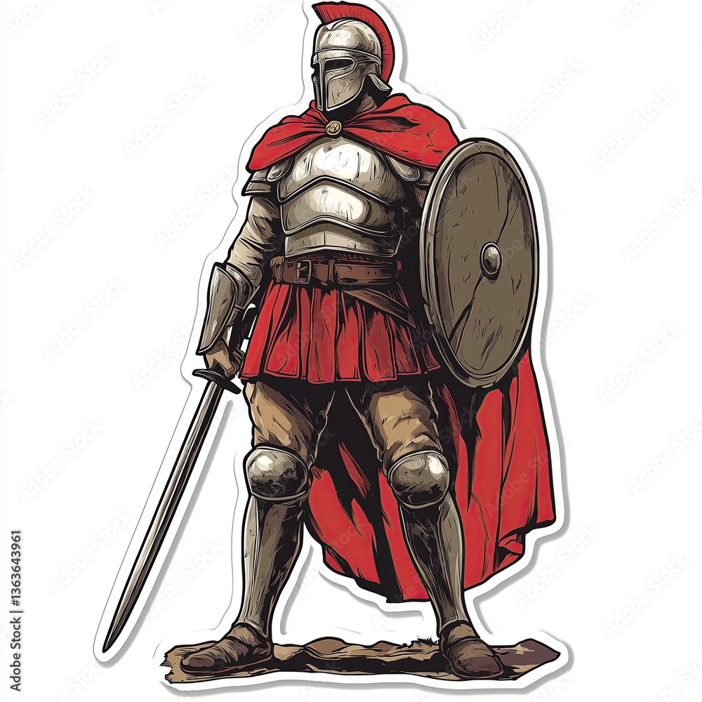 Fototapeta premium contour-cut sticker warrior mem's aesthetic quality of the beautiful, 3d rendering, design sticker, vector art sticker, high resolution, detailed, on white background generated AI