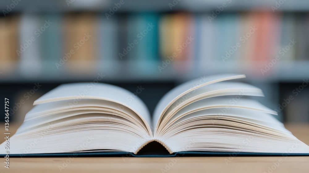 Open book with pages flipping in a library: capturing the beauty of literature Open book with pages flipping in a library: capturing the beauty of literature