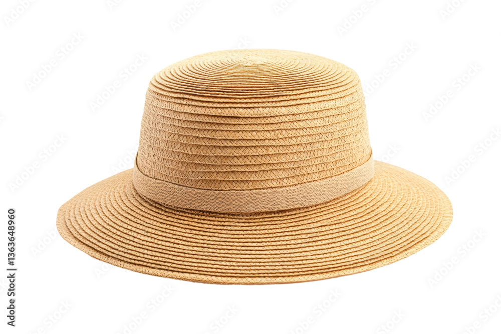 Stylish woven straw hat with wide brim for summer fashion, cut out Stylish woven straw hat with wide brim for summer fashion, cut out