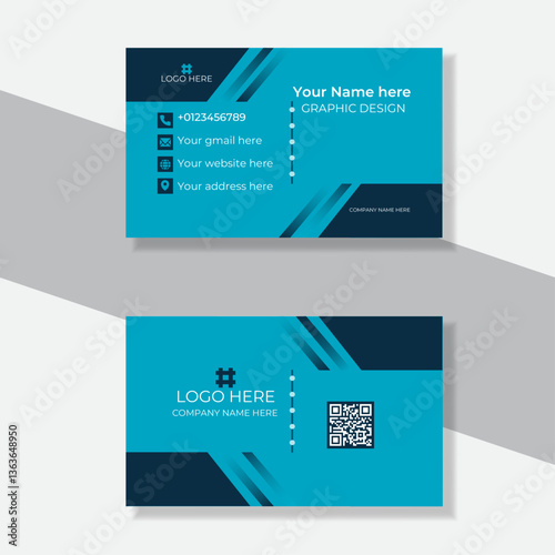 Moden clean professional business card design . double sided business card . review template design with organic shape
