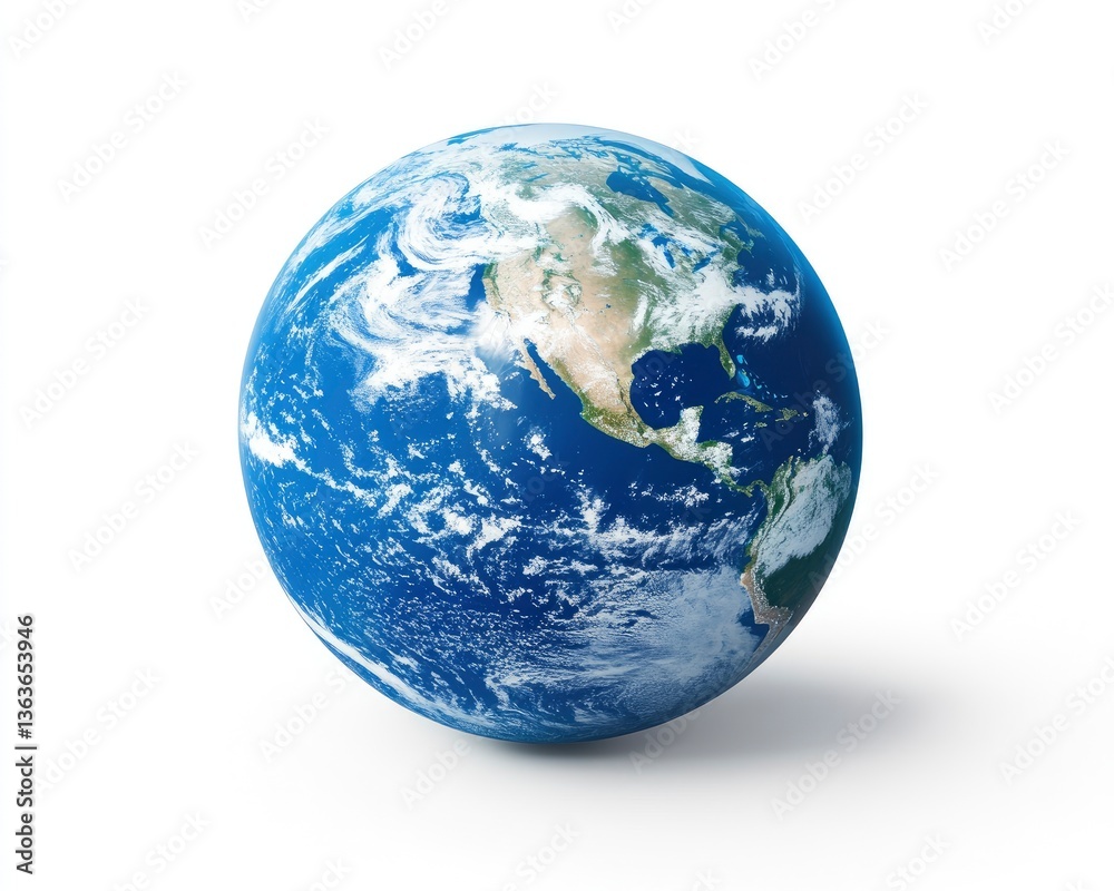 Earth Globe Showing North America and Atlantic Ocean on White Background Earth Globe Showing North America and Atlantic Ocean on White Background