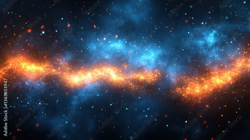 Fototapeta premium Cosmic Nebula: A Celestial Dance of Fire and Ice