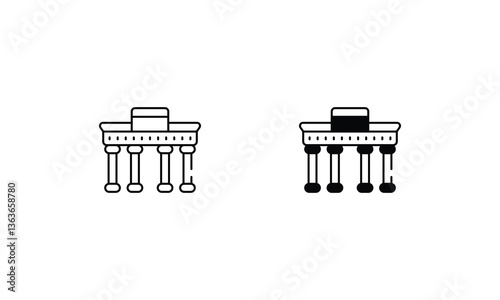 Brandenburg Gate icons set vector stock illustration