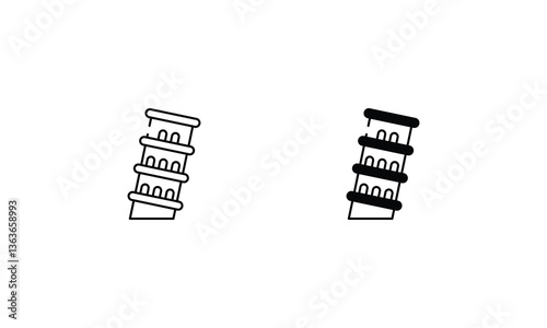 Tower of Pisa icons set vector stock illustration