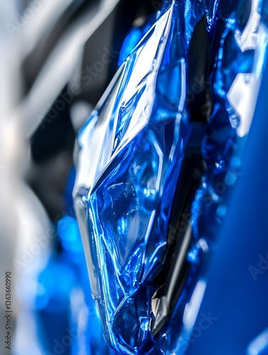 Abstract blue foil, holographic wrinkled texture, modern and elegant design