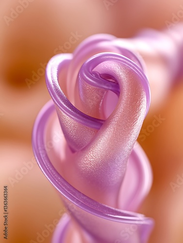 Abstract swirl form in pastel pink and purple hues, artistic design element