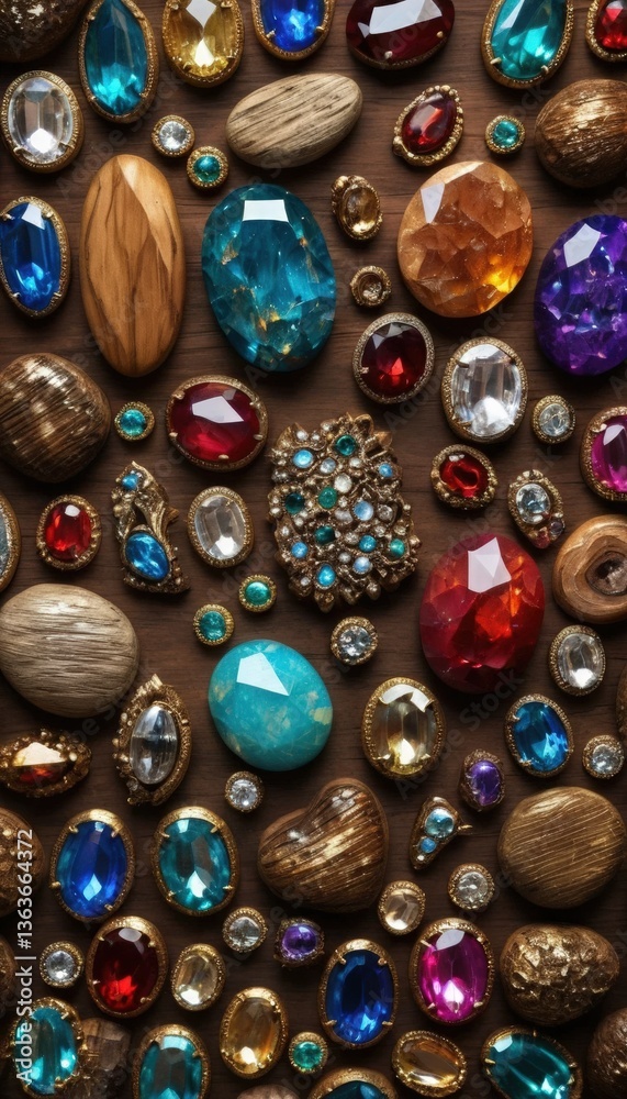 Grunge abstract metal texture display of unique gemstones intricate design colorful collection close-up view Grunge abstract metal texture display of unique gemstones intricate design colorful collection close-up view