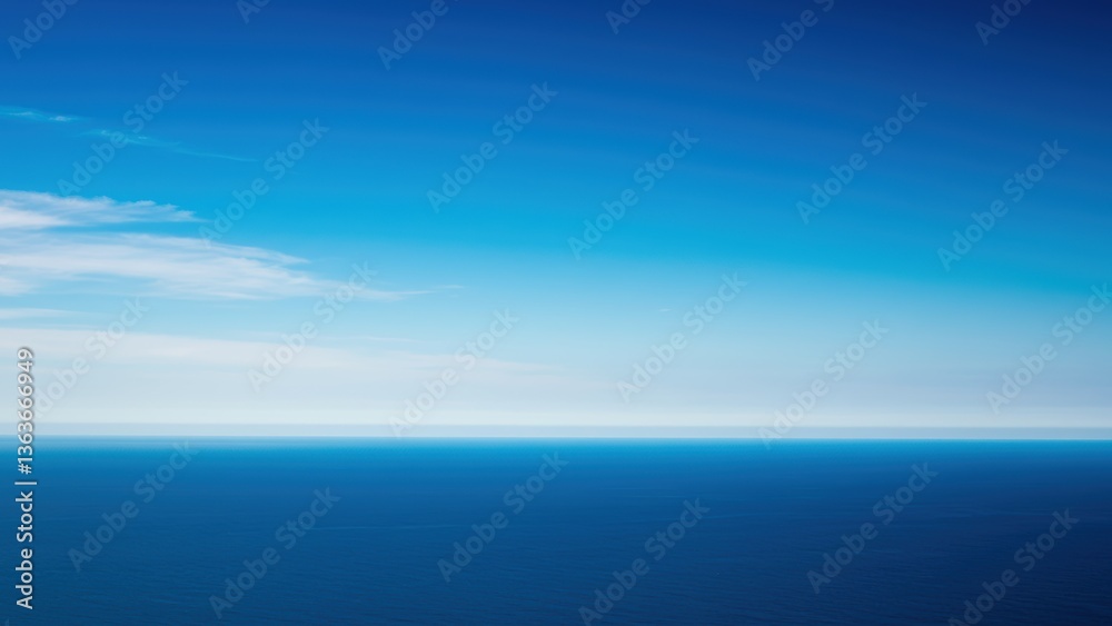 Obraz premium A minimalist seascape, featuring a clear blue sky and serene ocean view.