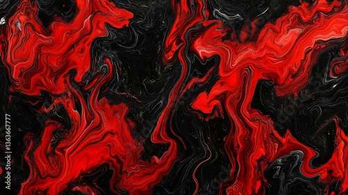 Acrylic paint texture swirling and mixing in a marble pattern