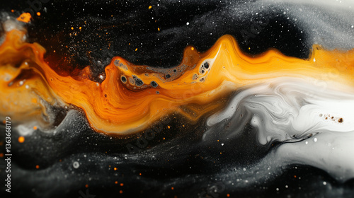 Acrylic paint texture swirling and mixing in a marble pattern