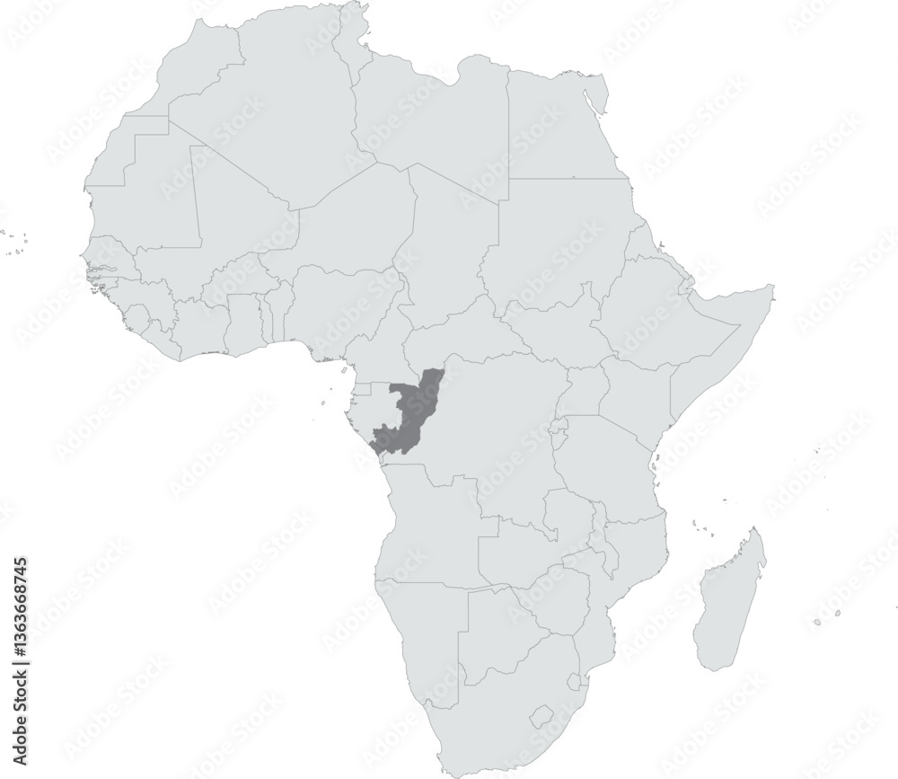 Fototapeta premium Detailed national location map of REPUBLIC OF THE CONGO within the great continent of Africa