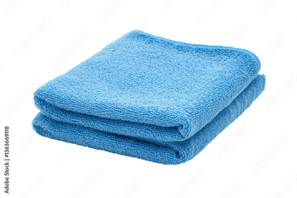 Folded blue microfiber towel on black background, cut out Folded blue microfiber towel on black background, cut out