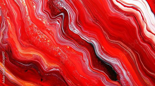 Acrylic paint texture swirling and mixing in a marble pattern