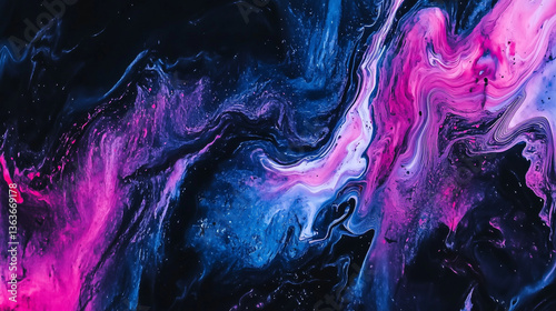 Acrylic paint texture swirling and mixing in a marble pattern