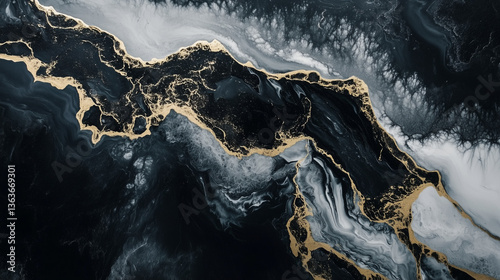 Acrylic paint texture swirling and mixing in a marble pattern