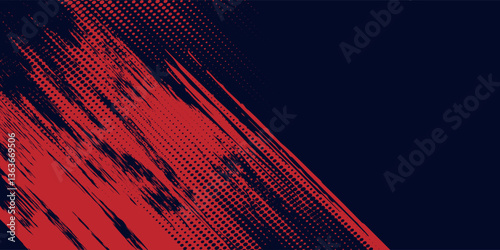 Red halftone dots blue color pattern gradient grunge texture background. Dot pop art comic sport style halftone