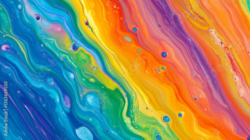 Acrylic paint texture swirling and mixing in a marble pattern
