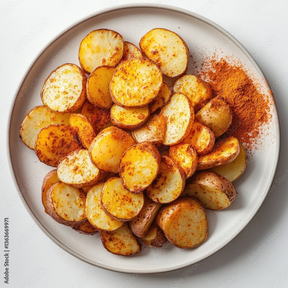 Crispy potato slices on a plate Crispy potato slices on a plate