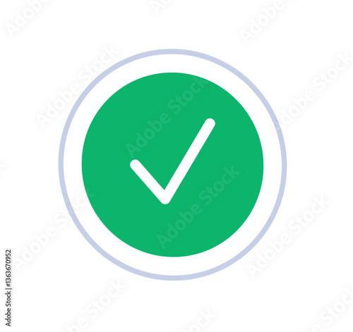 Check mark line art icon, contoured circle and square tick symbol, simple doodle drawing style, approval outline line art element isolated flat vector illustration.