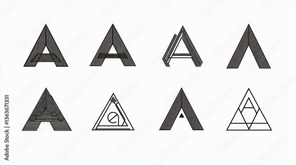 Geometric 'A' letter variations design concepts Geometric 'A' letter variations design concepts