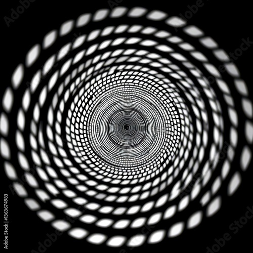 Wallpaper Mural Black and white circular pattern creates spinning illusion, optical art, rotating Torontodigital.ca