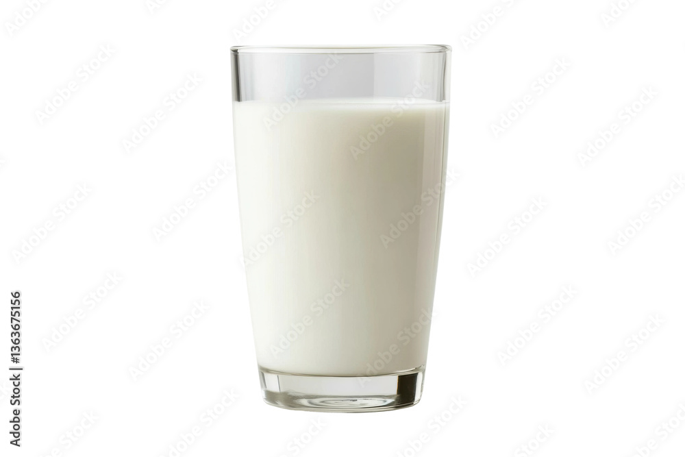 Tall glass of fresh milk on a transparent background, cut out Tall glass of fresh milk on a transparent background, cut out