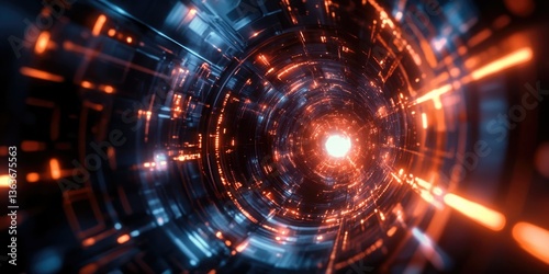 Wallpaper Mural Vibrant digital interface with a complex array of cybernetic components and high-tech circuitry, suggesting advanced technology and data processing capabilities. Futuristic concept for virtual reality Torontodigital.ca