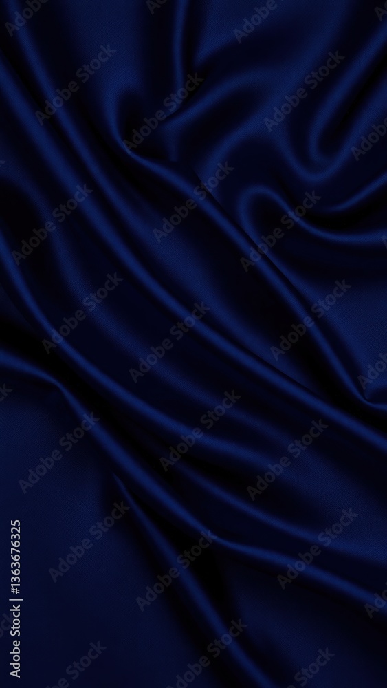 Fototapeta premium Abstract blue black background. Navy blue silk satin texture background. Beautiful soft wavy folds on shiny fabric. Dark elegant background for your design.