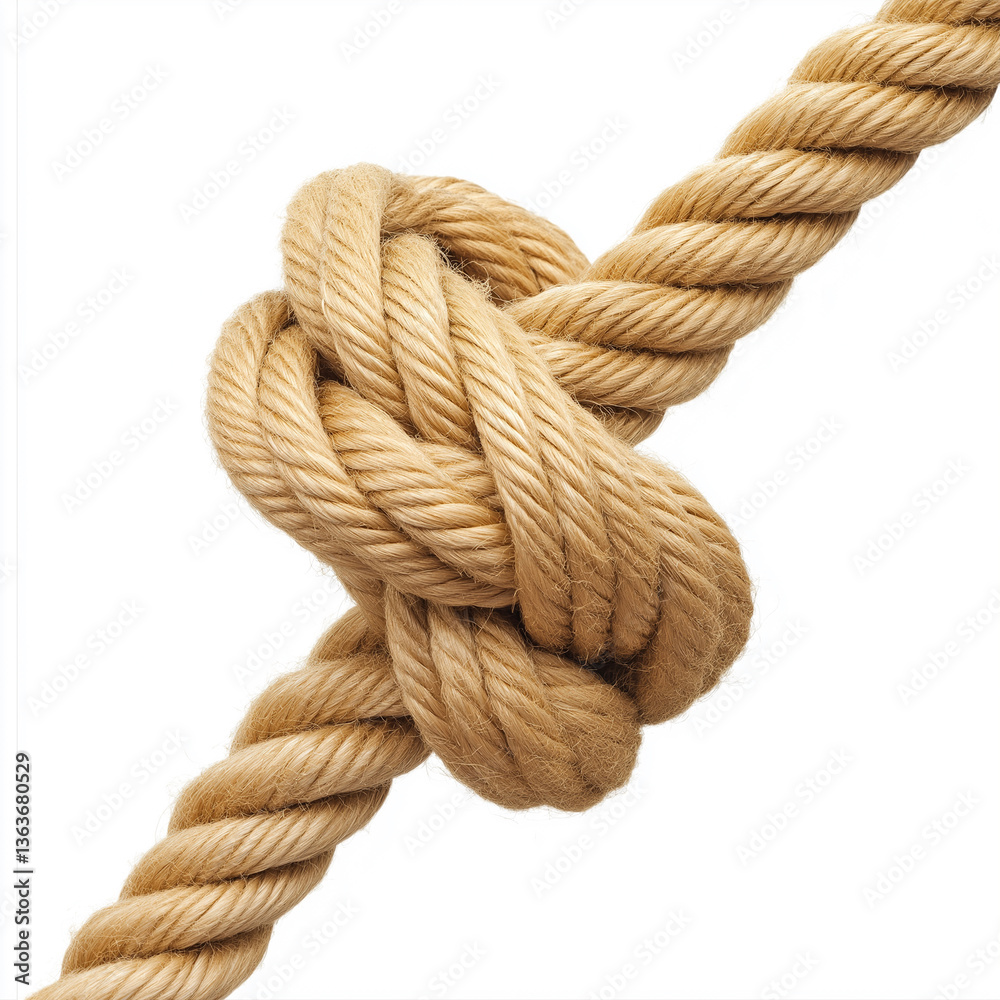 Fototapeta premium rope knot, Isolated on white Background.