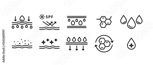 Skincare line icon set. Skin and skincare illustration set isolated on white background.