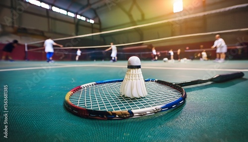 badminton racket and shuttlecock 