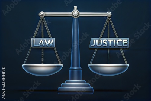 Digital scales icon representing law and justice. (Law) photo