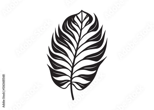 Tropical leaf silhouette vector
