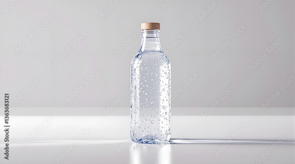 Crystal Clear Sparkling Water Bottle with Wooden Cap – Refreshing Purity Crystal Clear Sparkling Water Bottle with Wooden Cap – Refreshing Purity