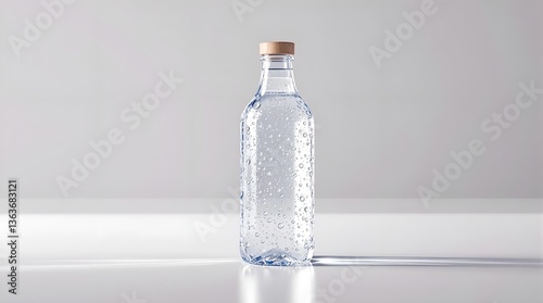 Crystal Clear Sparkling Water Bottle with Wooden Cap – Refreshing Purity