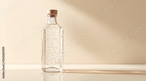 Minimalist Glass Bottle with Bubbles – Elegant and Natural Aesthetic